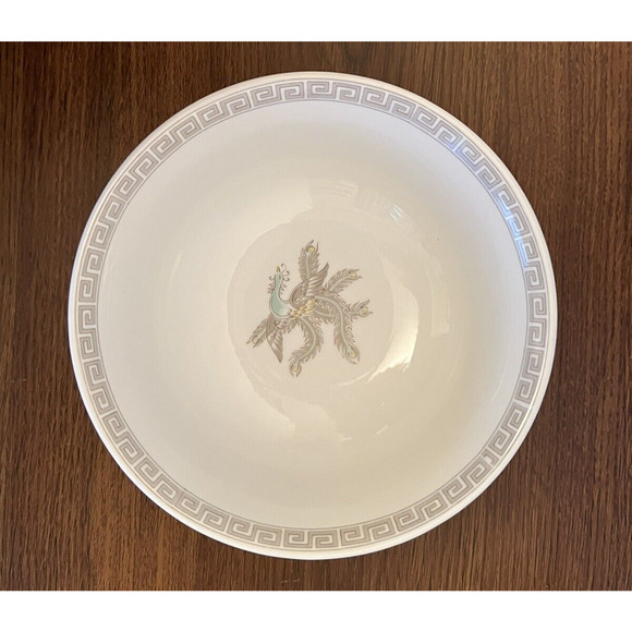 Vtg White Gray & Blue Asian Footed Porcelain Rice Bowl HandPainted Bird Motif - Picture 3 of 7